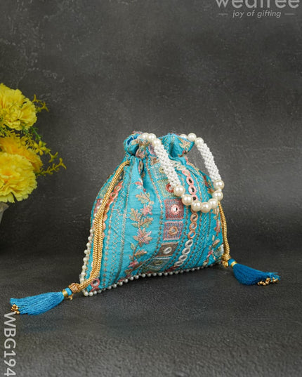 Potli Bag with Chamki Work - 8 inch - WBG1948 - Potli Bags