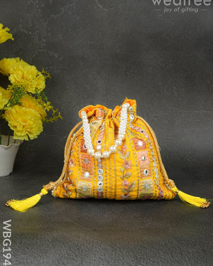 Potli Bag with Chamki Work - 8 inch - WBG1948 - Potli Bags