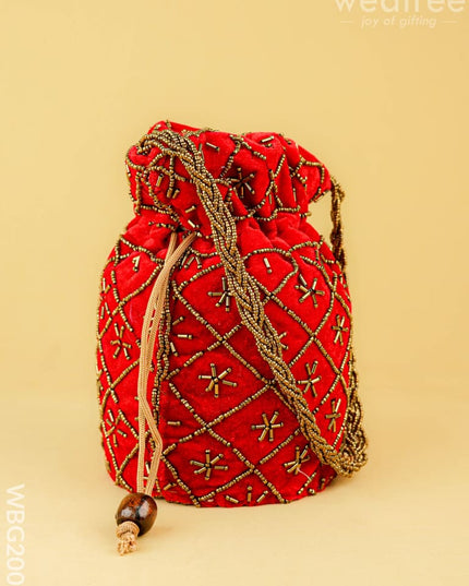 Potli Bag with Chamki Work - 8 inch - WBG2008 - Potli Bags