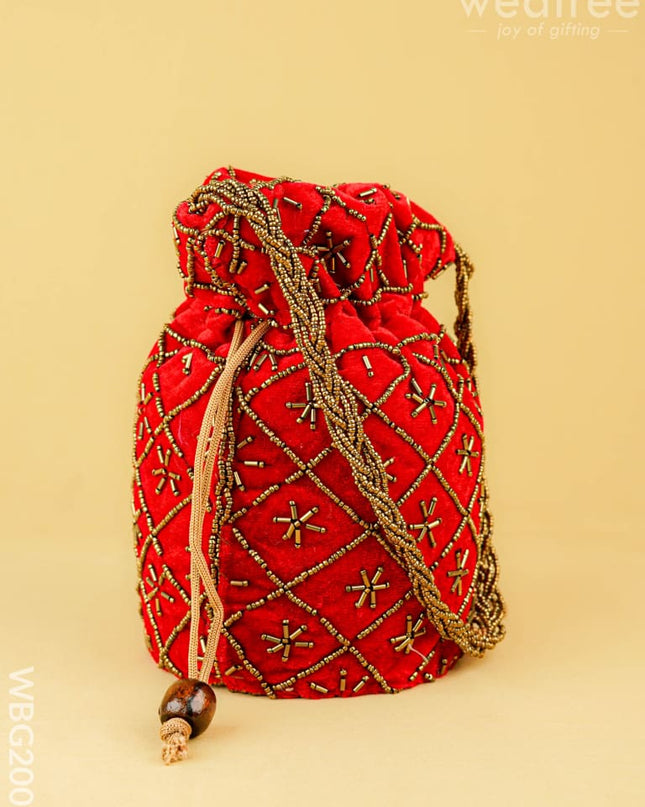 Potli Bag with Chamki Work - 8 inch - WBG2008 - Potli Bags