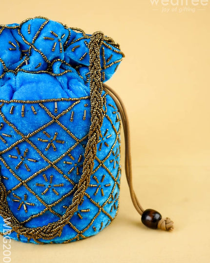 Potli Bag with Chamki Work - 8 inch - WBG2008 - Potli Bags