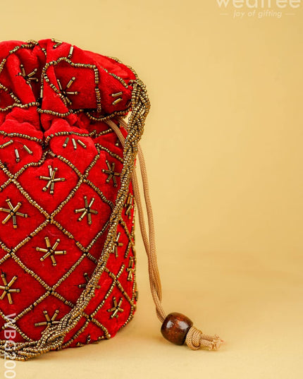 Potli Bag with Chamki Work - 8 inch - WBG2008 - Potli Bags