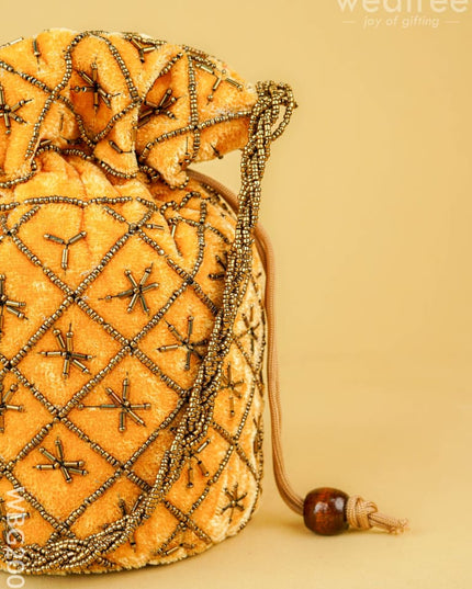 Potli Bag with Chamki Work - 8 inch - WBG2008 - Potli Bags