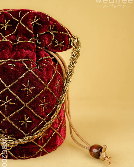 Potli Bag with Chamki Work - 8 inch - WBG2008 - Potli Bags