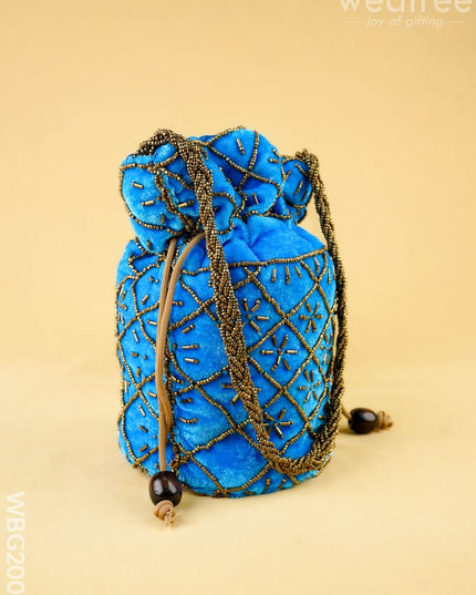 Potli Bag with Chamki Work - 8 inch - WBG2008 - Potli Bags