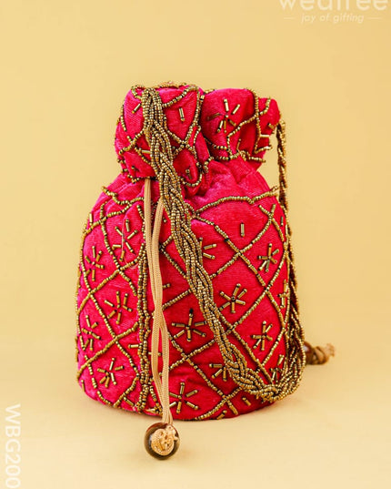 Potli Bag with Chamki Work - 8 inch - WBG2008 - Potli Bags