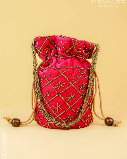 Potli Bag with Chamki Work - 8 inch - WBG2008 - Potli Bags