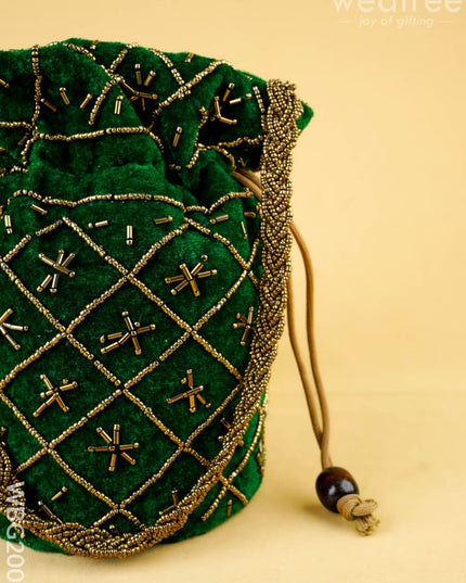 Potli Bag with Chamki Work - 8 inch - WBG2008 - Potli Bags