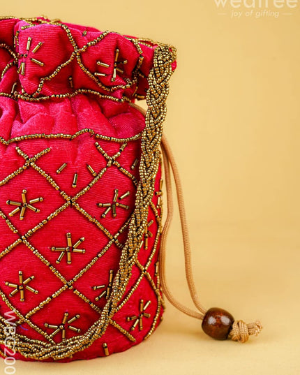 Potli Bag with Chamki Work - 8 inch - WBG2008 - Potli Bags