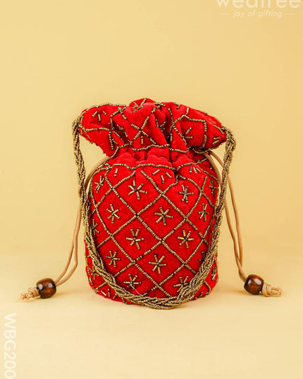 Potli Bag with Chamki Work - 8 inch - WBG2008 - Potli Bags