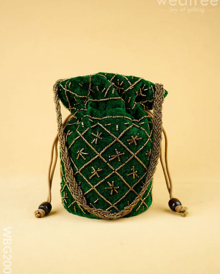 Potli Bag with Chamki Work - 8 inch - WBG2008 - Potli Bags