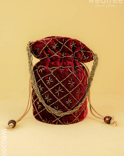 Potli Bag with Chamki Work - 8 inch - WBG2008 - Potli Bags