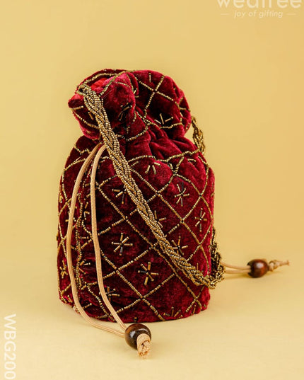 Potli Bag with Chamki Work - 8 inch - WBG2008 - Potli Bags