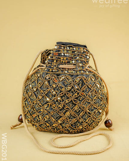 Potli Bag with Chamki Work - 8 inch - WBG2015 - Potli Bags