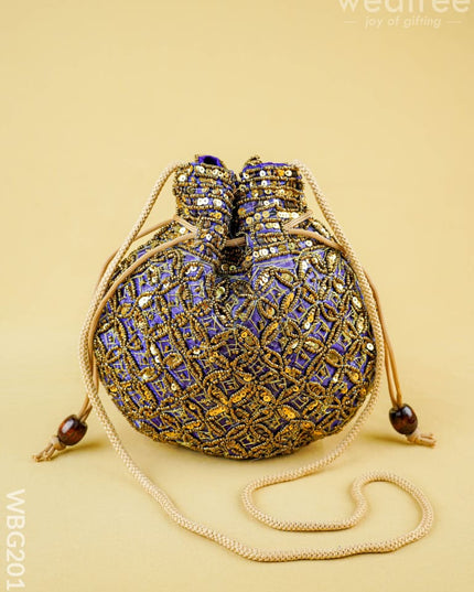 Potli Bag with Chamki Work - 8 inch - WBG2015 - Potli Bags