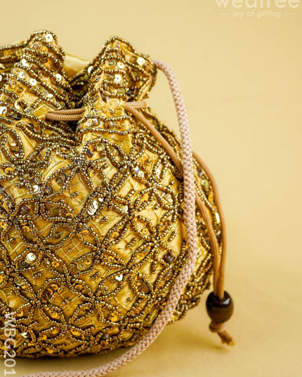 Potli Bag with Chamki Work - 8 inch - WBG2015 - Potli Bags