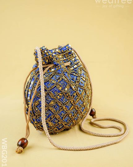 Potli Bag with Chamki Work - 8 inch - WBG2015 - Potli Bags