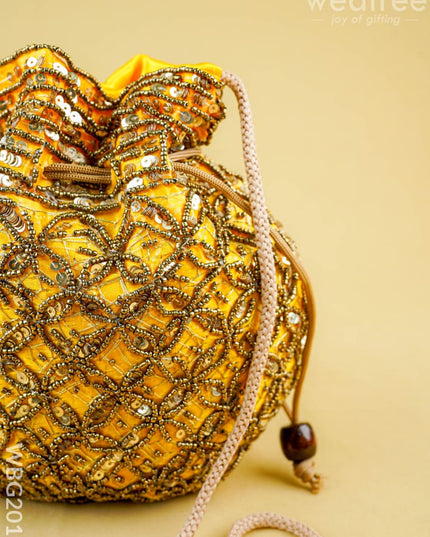 Potli Bag with Chamki Work - 8 inch - WBG2015 - Potli Bags