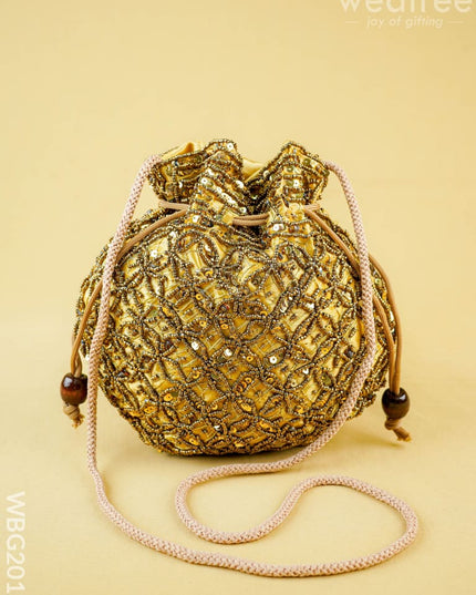 Potli Bag with Chamki Work - 8 inch - WBG2015 - Potli Bags