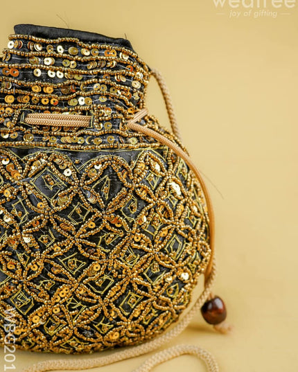 Potli Bag with Chamki Work - 8 inch - WBG2015 - Potli Bags