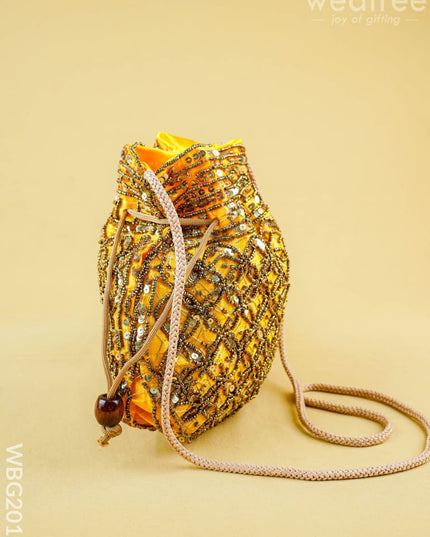 Potli Bag with Chamki Work - 8 inch - WBG2015 - Potli Bags