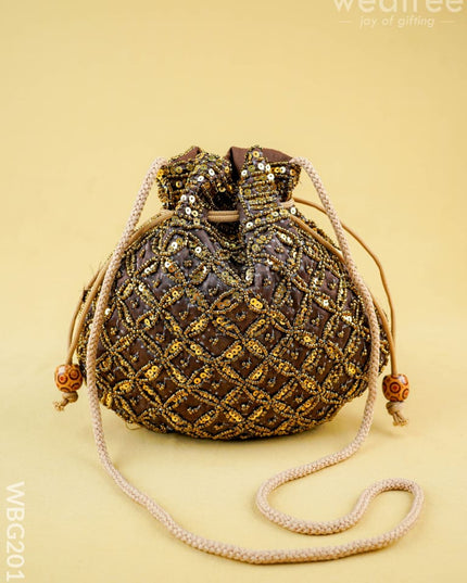 Potli Bag with Chamki Work - 8 inch - WBG2015 - Potli Bags