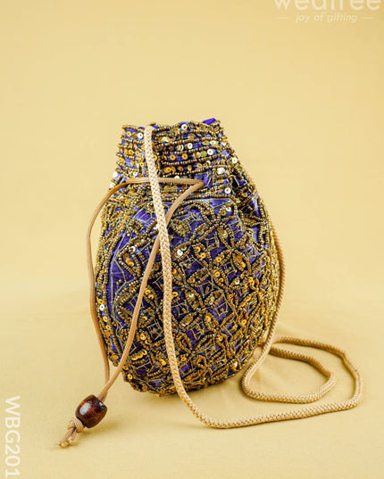 Potli Bag with Chamki Work - 8 inch - WBG2015 - Potli Bags