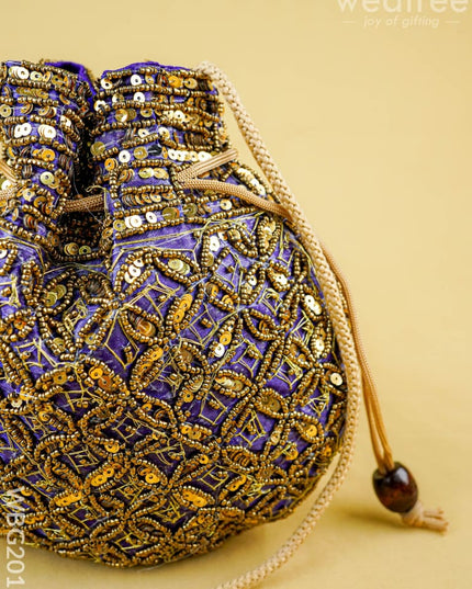 Potli Bag with Chamki Work - 8 inch - WBG2015 - Potli Bags