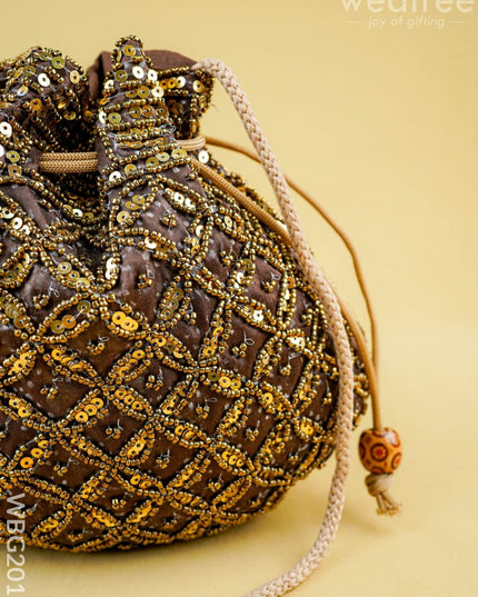 Potli Bag with Chamki Work - 8 inch - WBG2015 - Potli Bags
