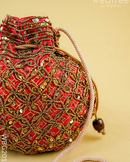Potli Bag with Chamki Work - 8 inch - WBG2015 - Potli Bags