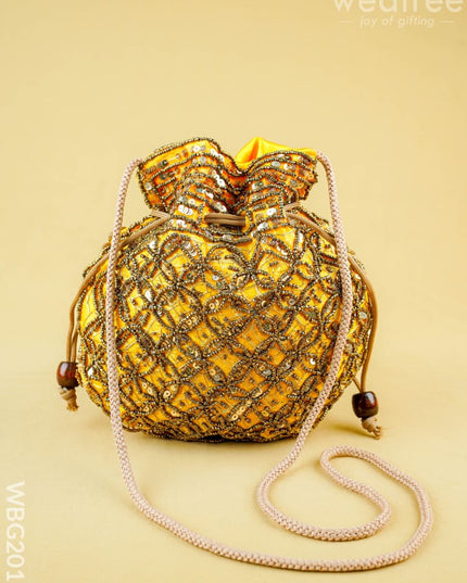 Potli Bag with Chamki Work - 8 inch - WBG2015 - Potli Bags