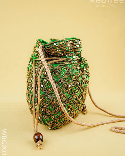 Potli Bag with Chamki Work - 8 inch - WBG2015 - Potli Bags