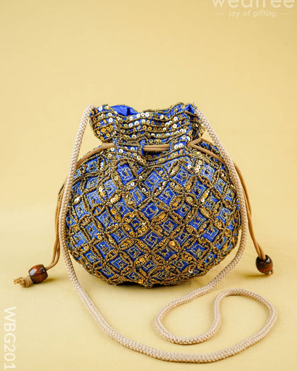 Potli Bag with Chamki Work - 8 inch - WBG2015 - Potli Bags