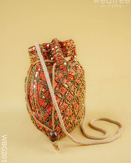Potli Bag with Chamki Work - 8 inch - WBG2015 - Potli Bags