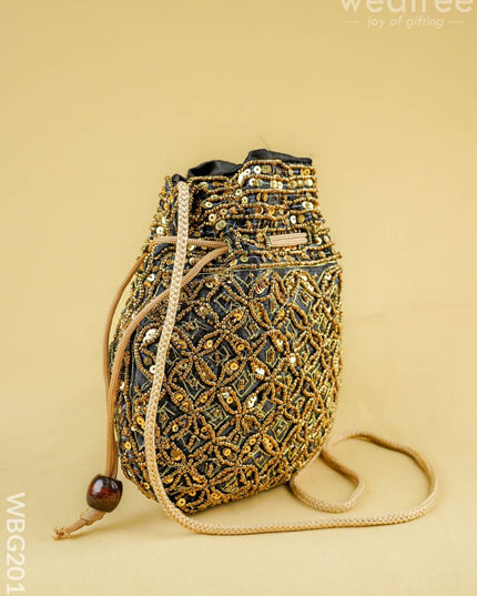 Potli Bag with Chamki Work - 8 inch - WBG2015 - Potli Bags