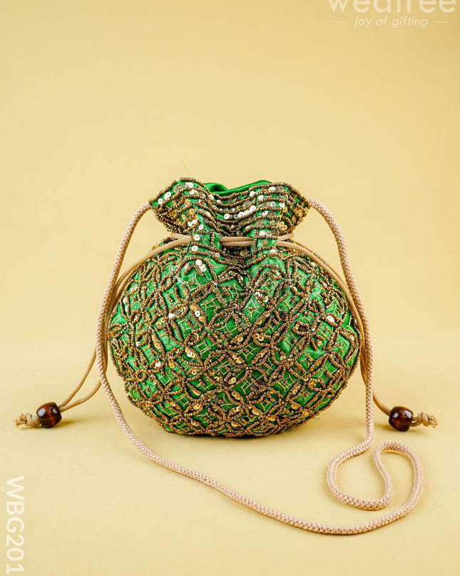 Potli Bag with Chamki Work - 8 inch - WBG2015 - Potli Bags