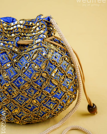 Potli Bag with Chamki Work - 8 inch - WBG2015 - Potli Bags