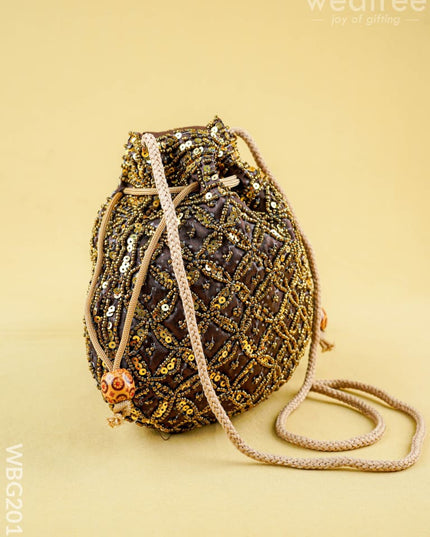 Potli Bag with Chamki Work - 8 inch - WBG2015 - Potli Bags