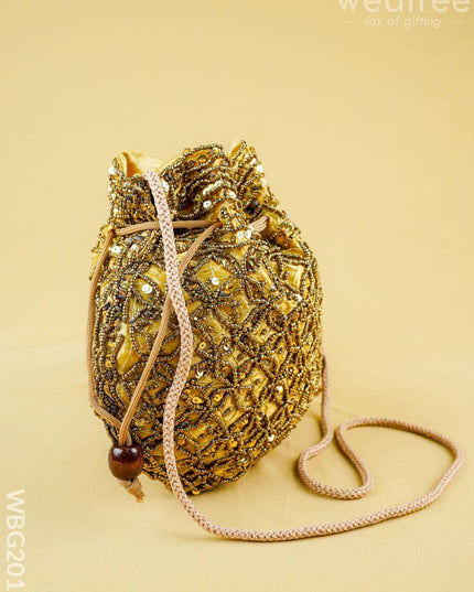Potli Bag with Chamki Work - 8 inch - WBG2015 - Potli Bags