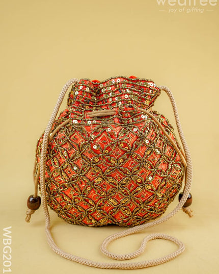 Potli Bag with Chamki Work - 8 inch - WBG2015 - Potli Bags