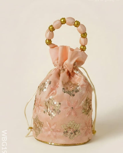Potli Bag with Chamki Work - 8X6 inch - WBG1985 - Potli Bags