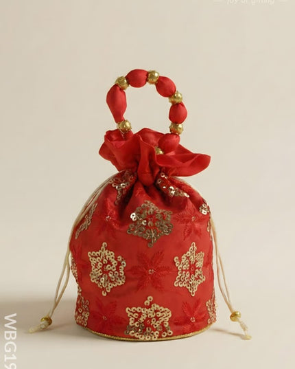 Potli Bag with Chamki Work - 8X6 inch - WBG1985 - Potli Bags