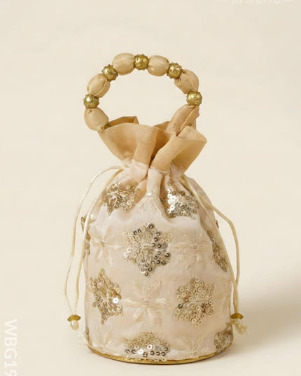 Potli Bag with Chamki Work - 8X6 inch - WBG1985 - Potli Bags