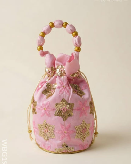 Potli Bag with Chamki Work - 8X6 inch - WBG1985 - Potli Bags