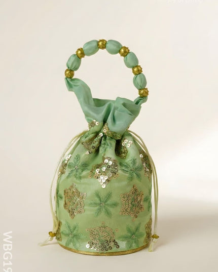Potli Bag with Chamki Work - 8X6 inch - WBG1985 - Potli Bags