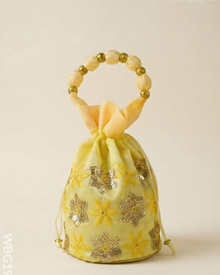 Potli Bag with Chamki Work - 8X6 inch - WBG1985 - Potli Bags