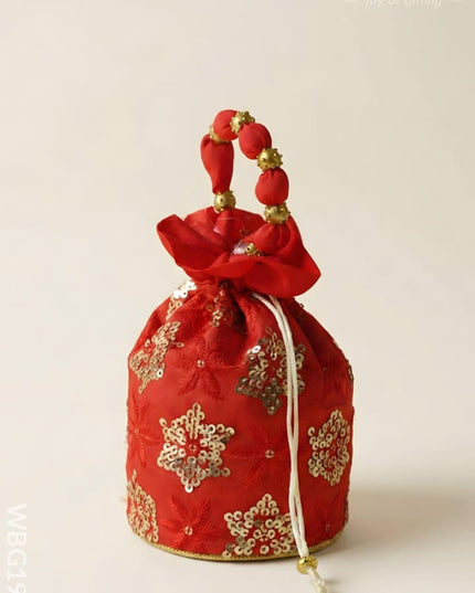 Potli Bag with Chamki Work - 8X6 inch - WBG1985 - Potli Bags