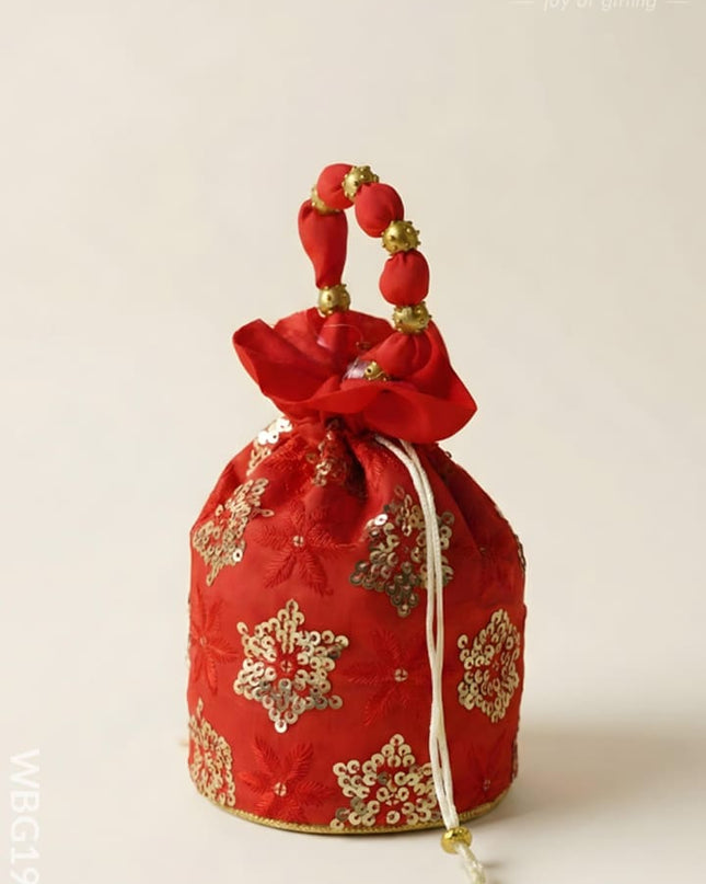 Potli Bag with Chamki Work - 8X6 inch - WBG1985 - Potli Bags