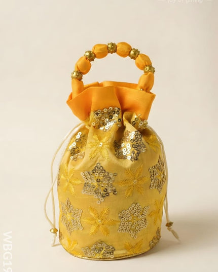 Potli Bag with Chamki Work - 8X6 inch - WBG1985 - Potli Bags