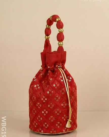 Potli Bag with Chamki Work - 8X7 inch - WBG1984 - Potli Bags